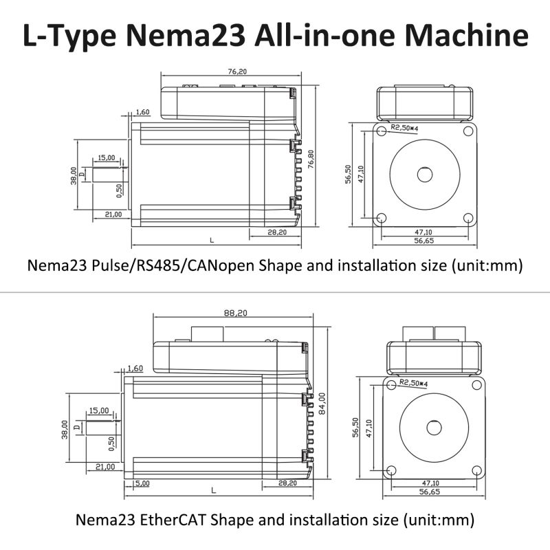 L Type Nema23 Integrated Stepper Motor