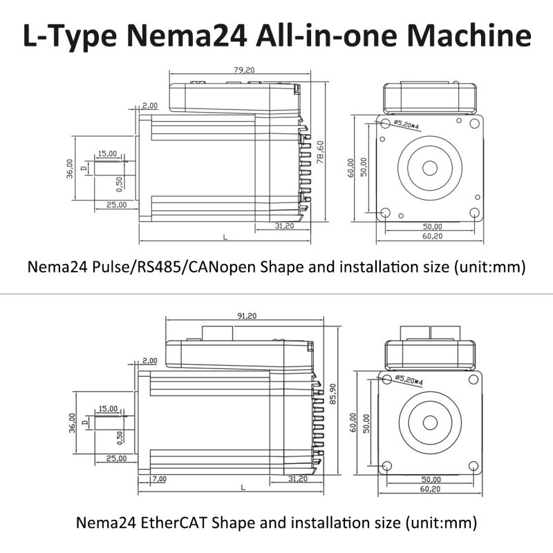 L Type Nema24 Integrated Stepper Motor